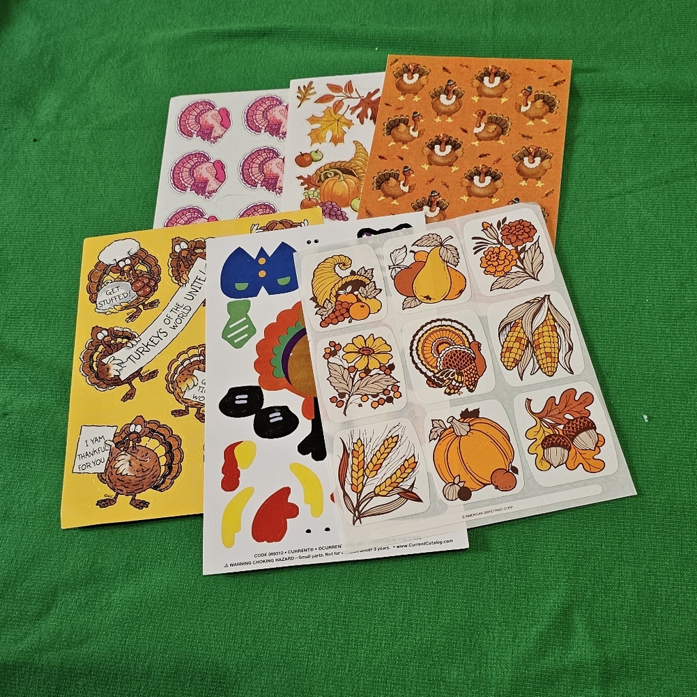 TH1:  Thanksgiving Sticker Bundle - 6 Sheets - American Greetings, Current, etc